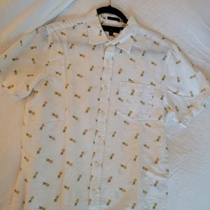 Banana Republic Slim Fit Linen Shirt - Men's Medium - Pineapple